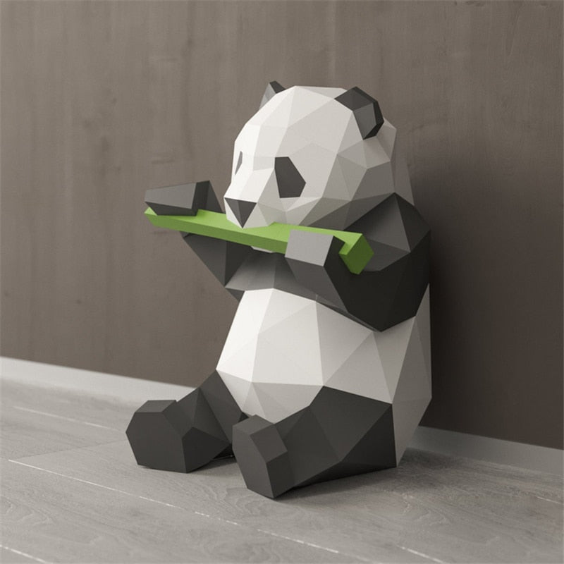 3D Geometrisk H-Handmade Panda Vägdekoration | Veska 3