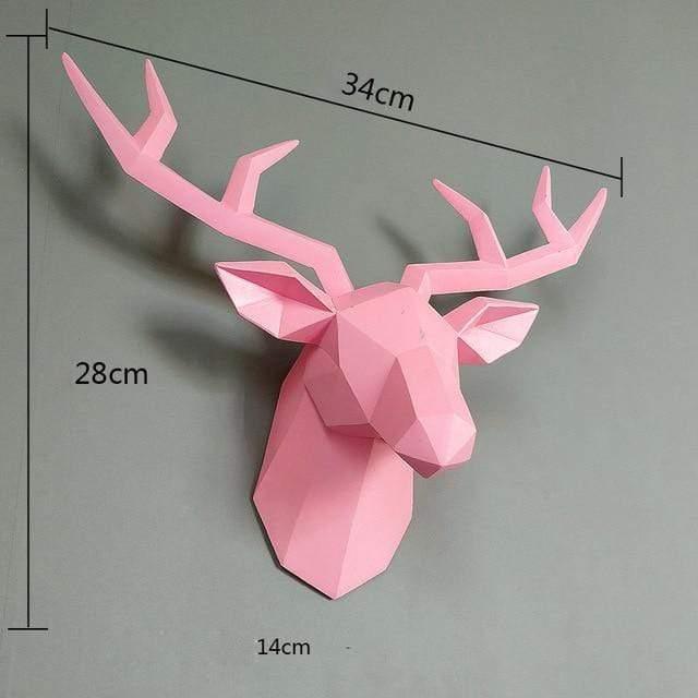 3D Hjorthuvud Vägghuvudstaty | Veska Rosa