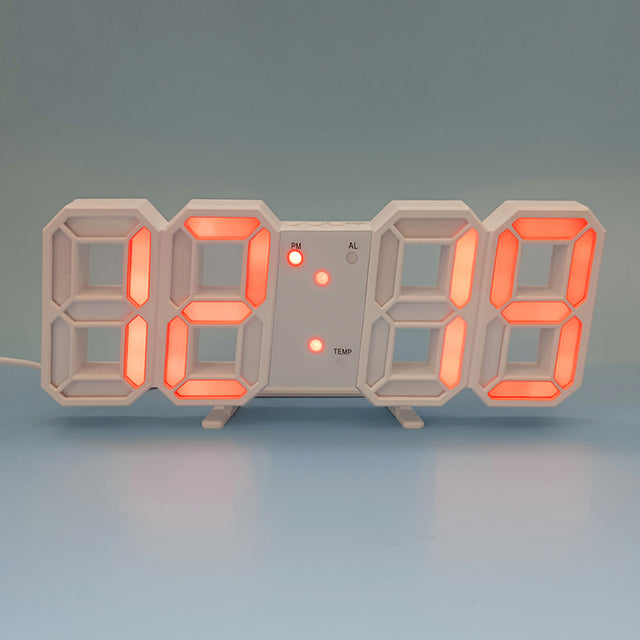 3D LED Modern Digital Alarm Väggklocka | Veska Röd