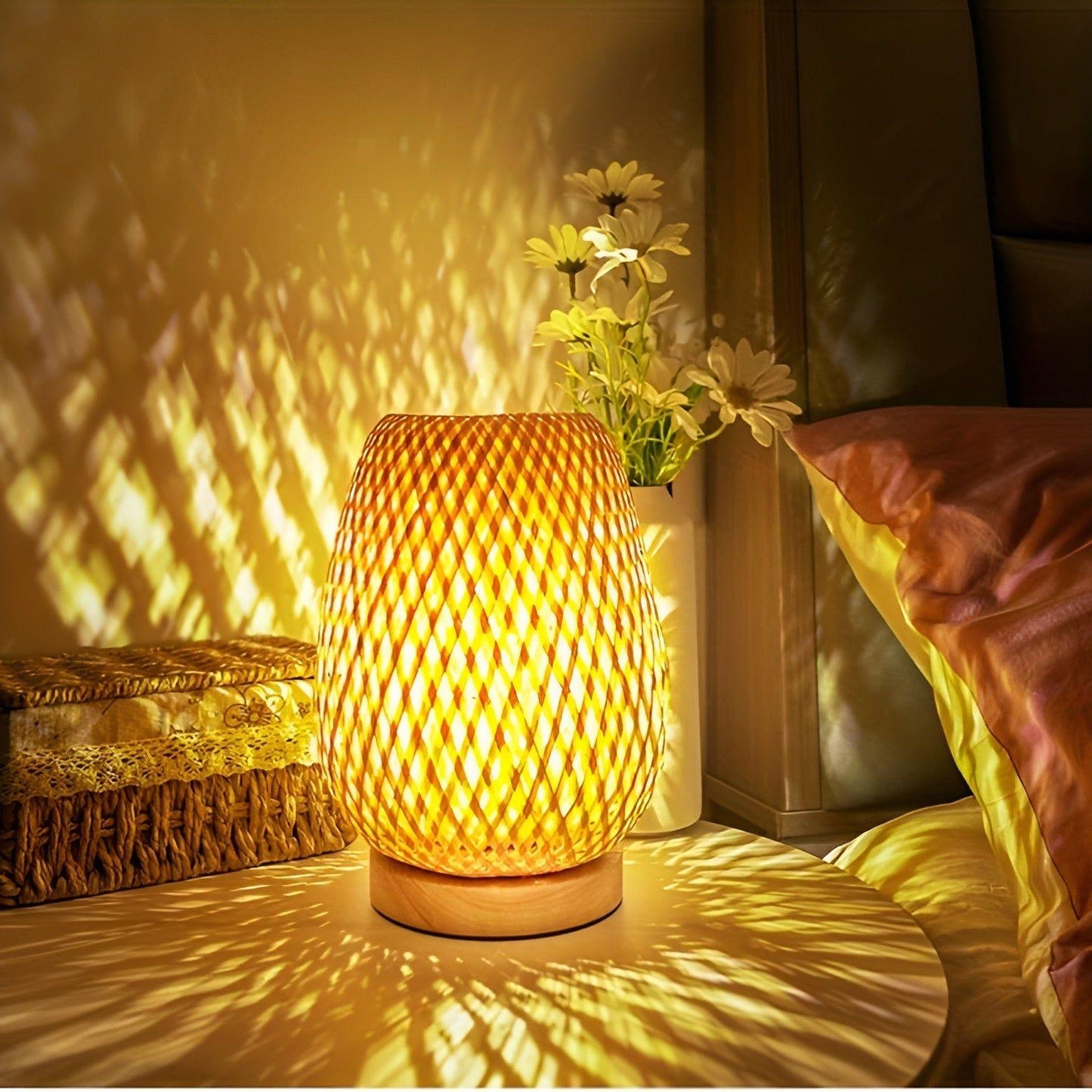 Aura Lampa - Bambu USB-drivet Bordslampa för Sovrummet | Veska