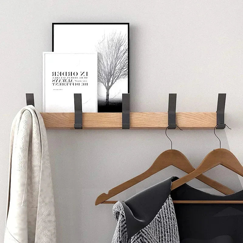 Bamboo Hylla - Med Aluminium Krokar - Väggmontering | Rova | Veska