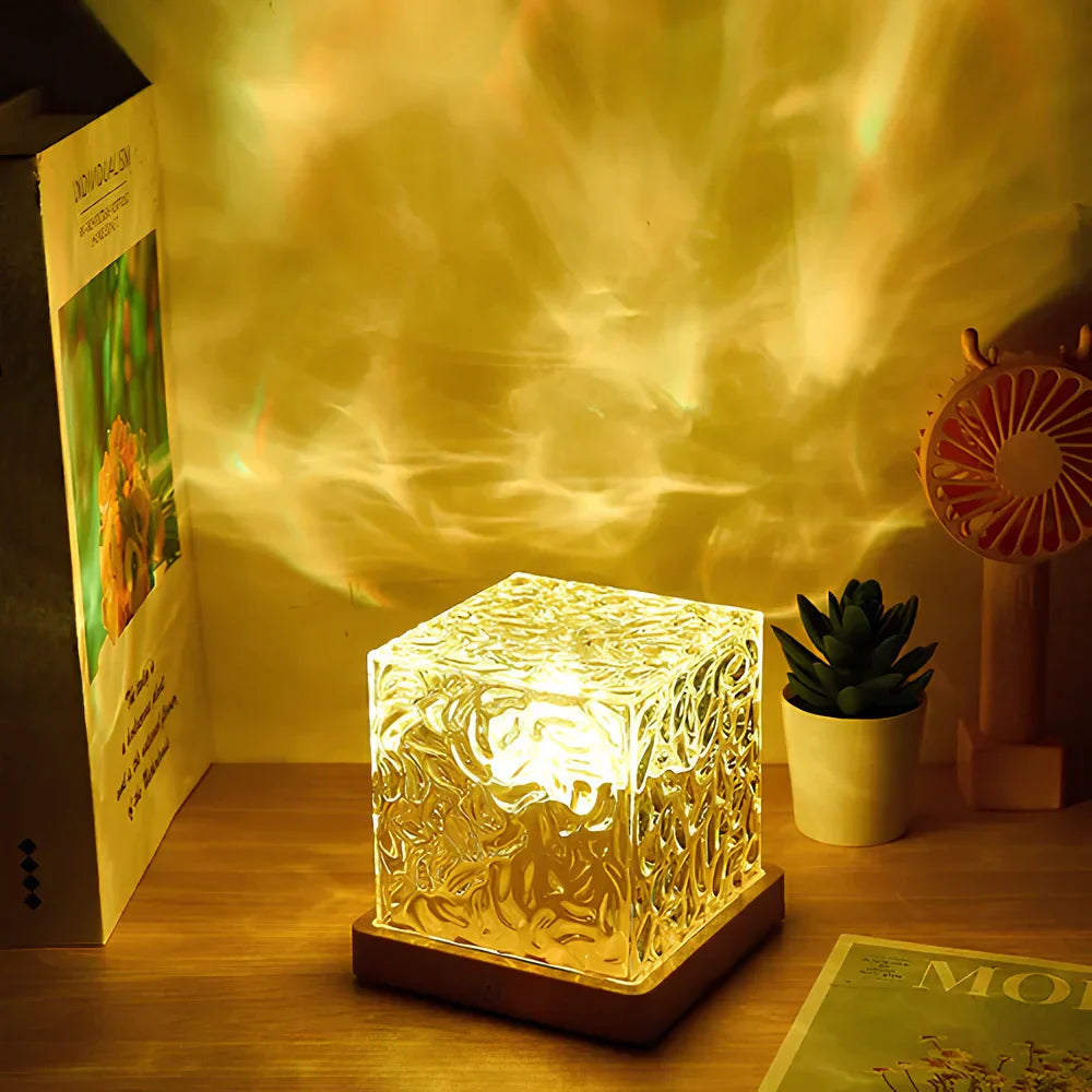 Bordslampa Glas Kub Ambient Ljus | Veska