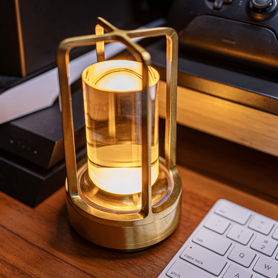 Bordslampa med kristallglas atmosfärsbelysning | Veska Guld