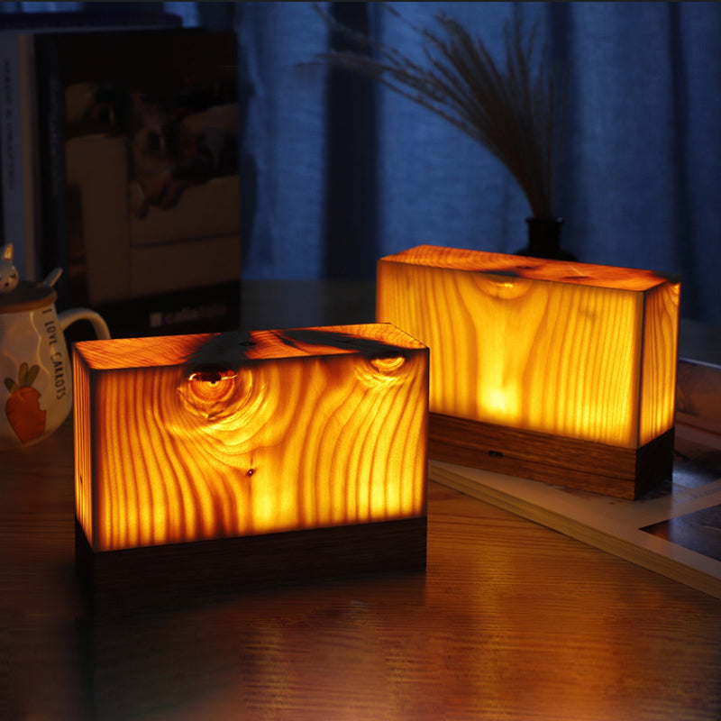 Bordslampa med touchkontroll i träfinish | Veska Rektangulär 17.02 cm x 6.10 cm x 11.43 cm