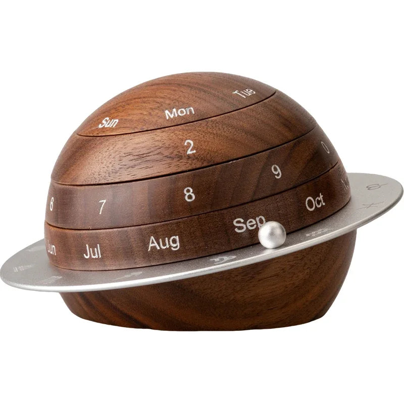 Cosmic Cycle Minimalist Rotating Wooden Calendar | Veska