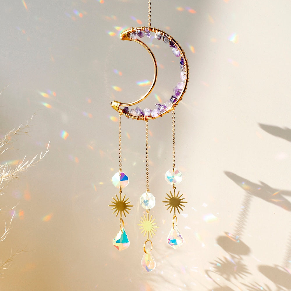 Crystal Sun Catcher Moon Decor | Veska crsytal M01156