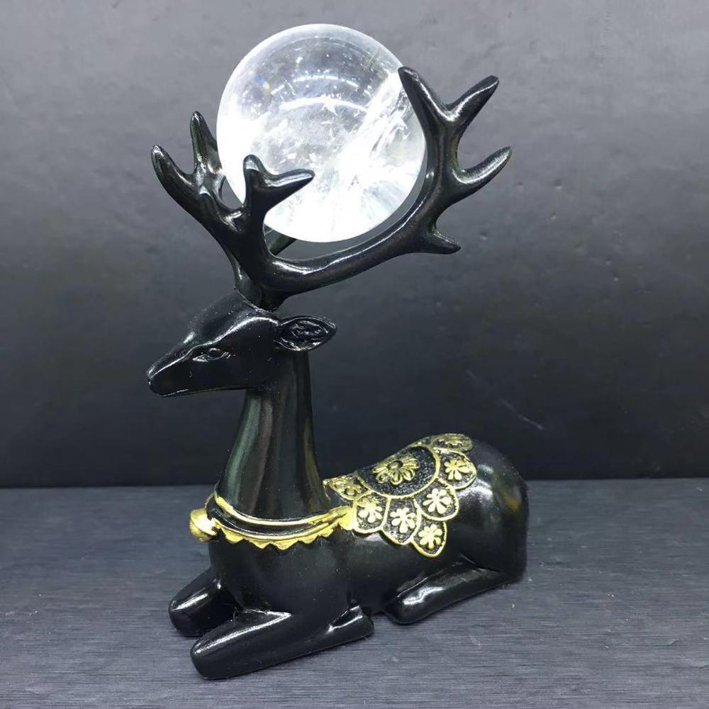 Deer Natural Crystal Figuriner | Veska Svart hjort Klar Kvarts