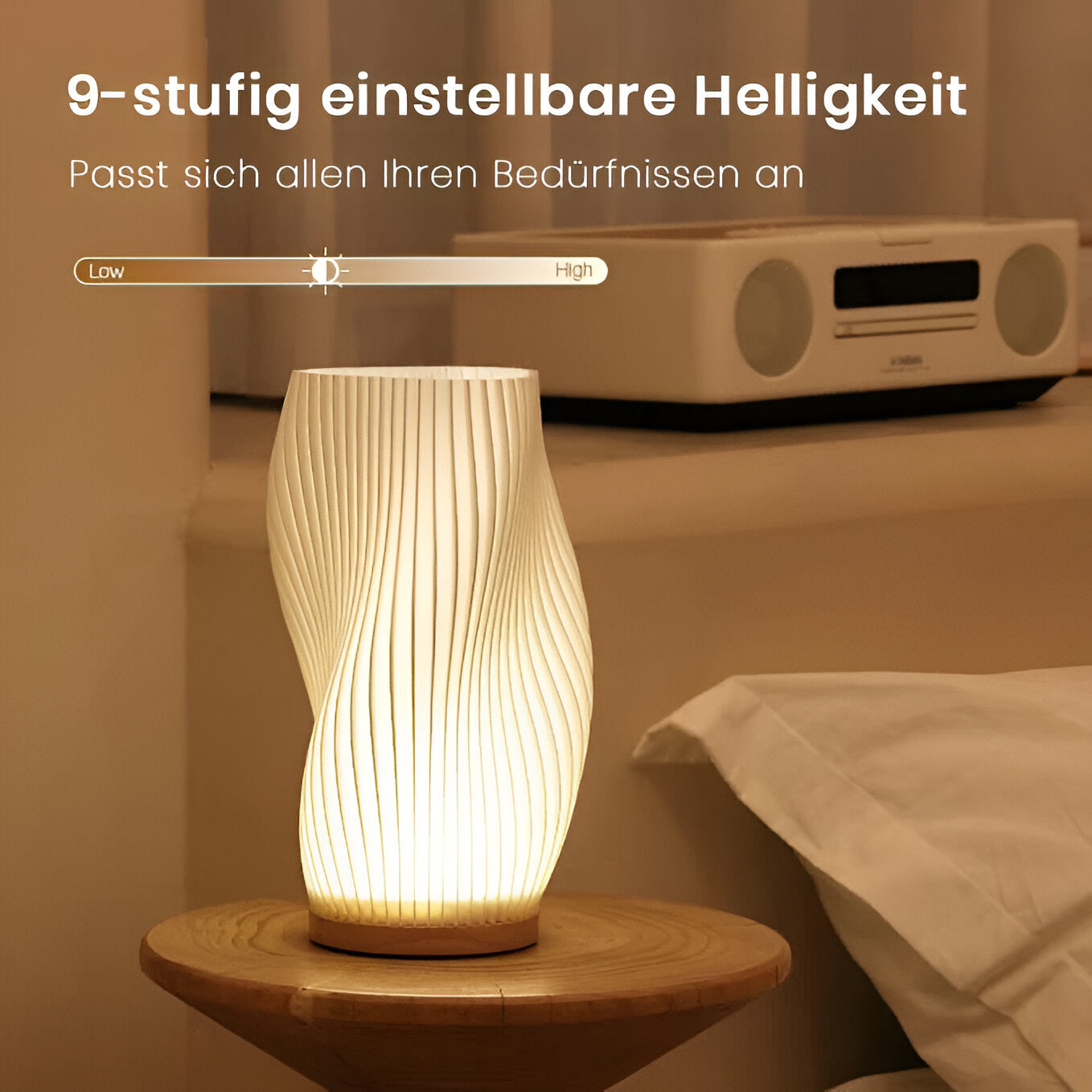 DreamWave - Modern krämfärgad 3D våglampa med elegant metallbas | Veska
