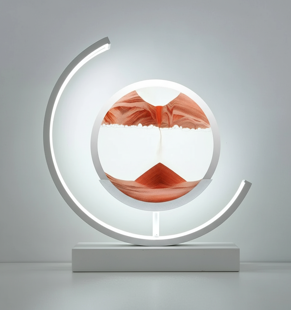 DuneGlow Bordslampa – Handgjord Ambientlampa med Lugnande Ljus och Modern Design | Veska Vit Röd