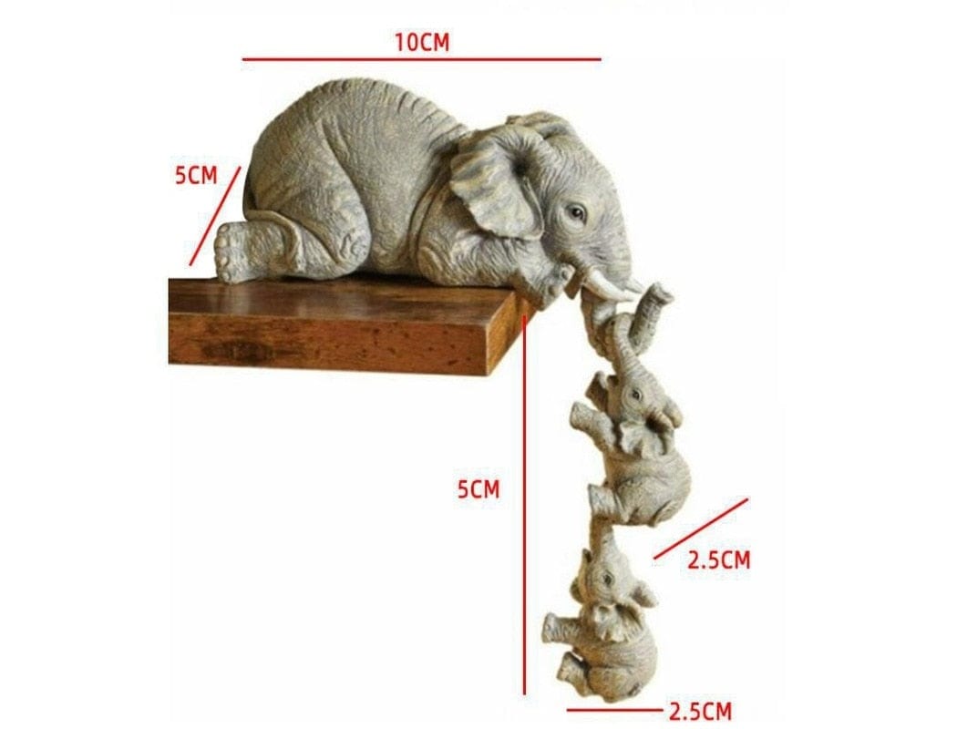 Elefant Mamma & Bebisar Hängande Över Kanten Figurine | Veska
