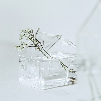 Enkel Mini Hus Glas Blomkruka | Veska B
