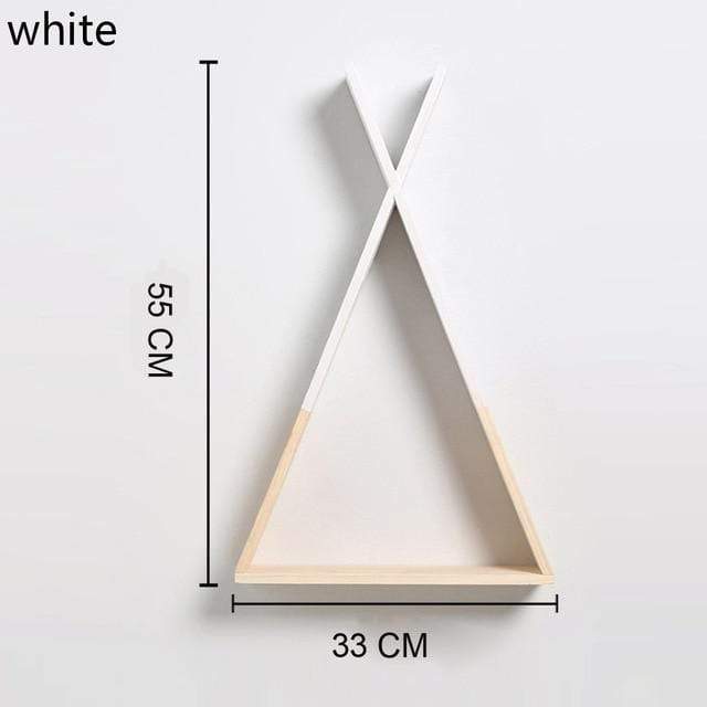 Färg Dipped Wooden Triangle Vägghylla | Veska Vit stor
