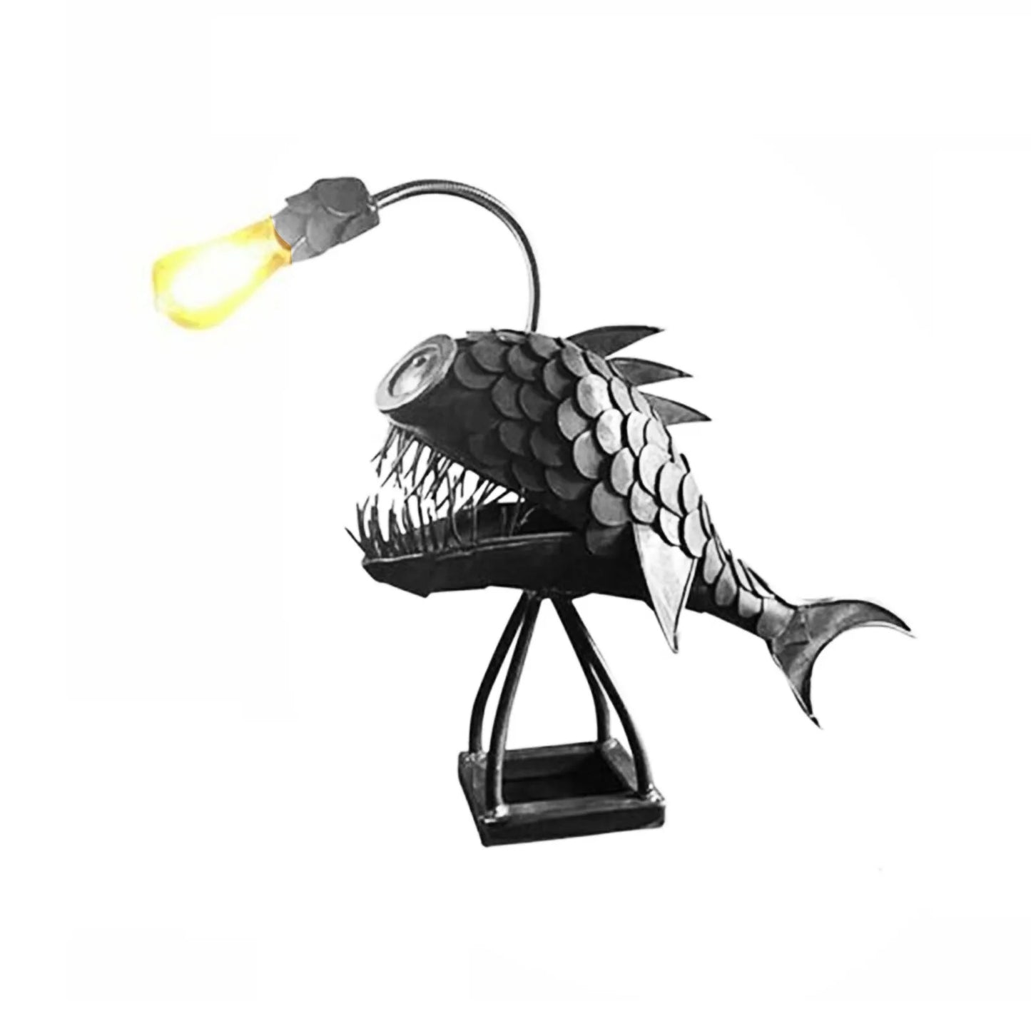 Fiskelampa Bordsbelysning – Handgjord Justerbar Lampa med Rustik Fiskdesign | Veska 22X13X16CM
