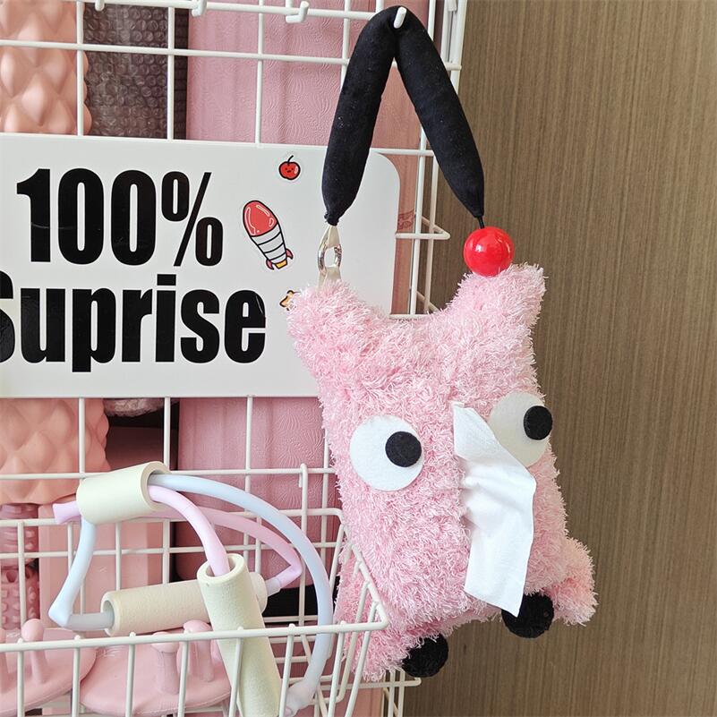 Fluffy Face Tissue Holder | Veska rosa
