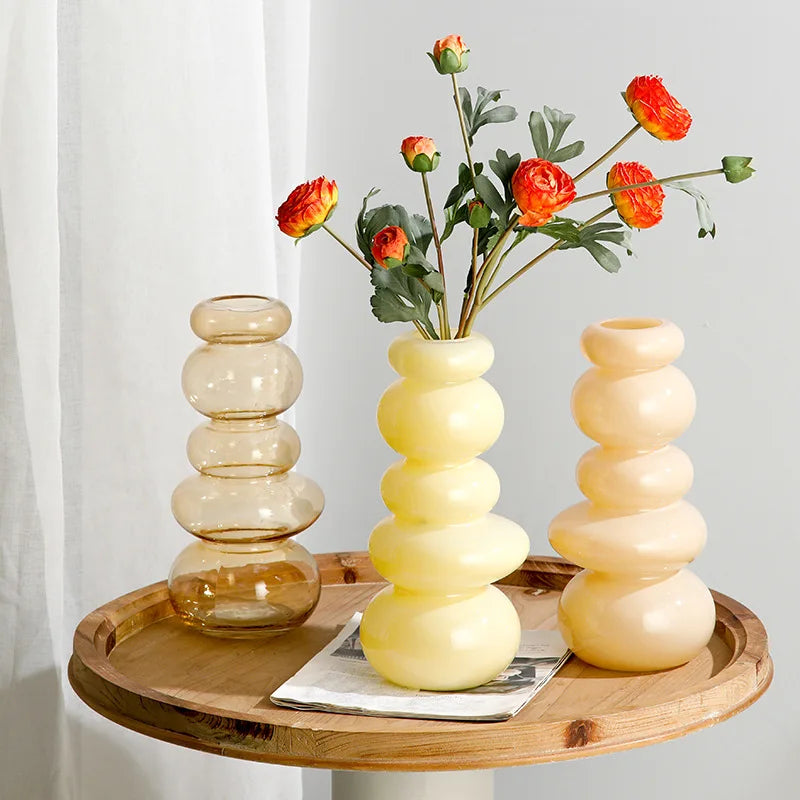 Glass Pebble Vase | Veska Opak citron gul