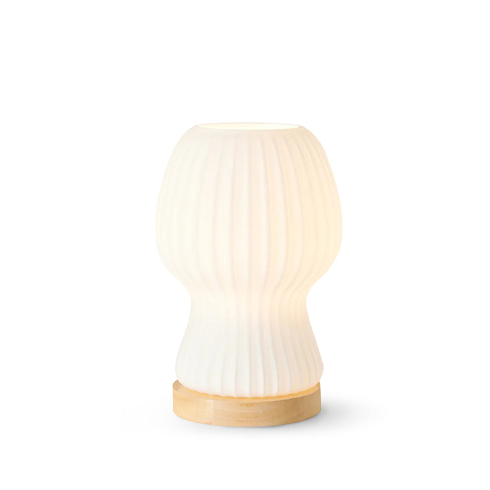 GlowBeam – Viktad glasbordslampa med träaccent | Veska