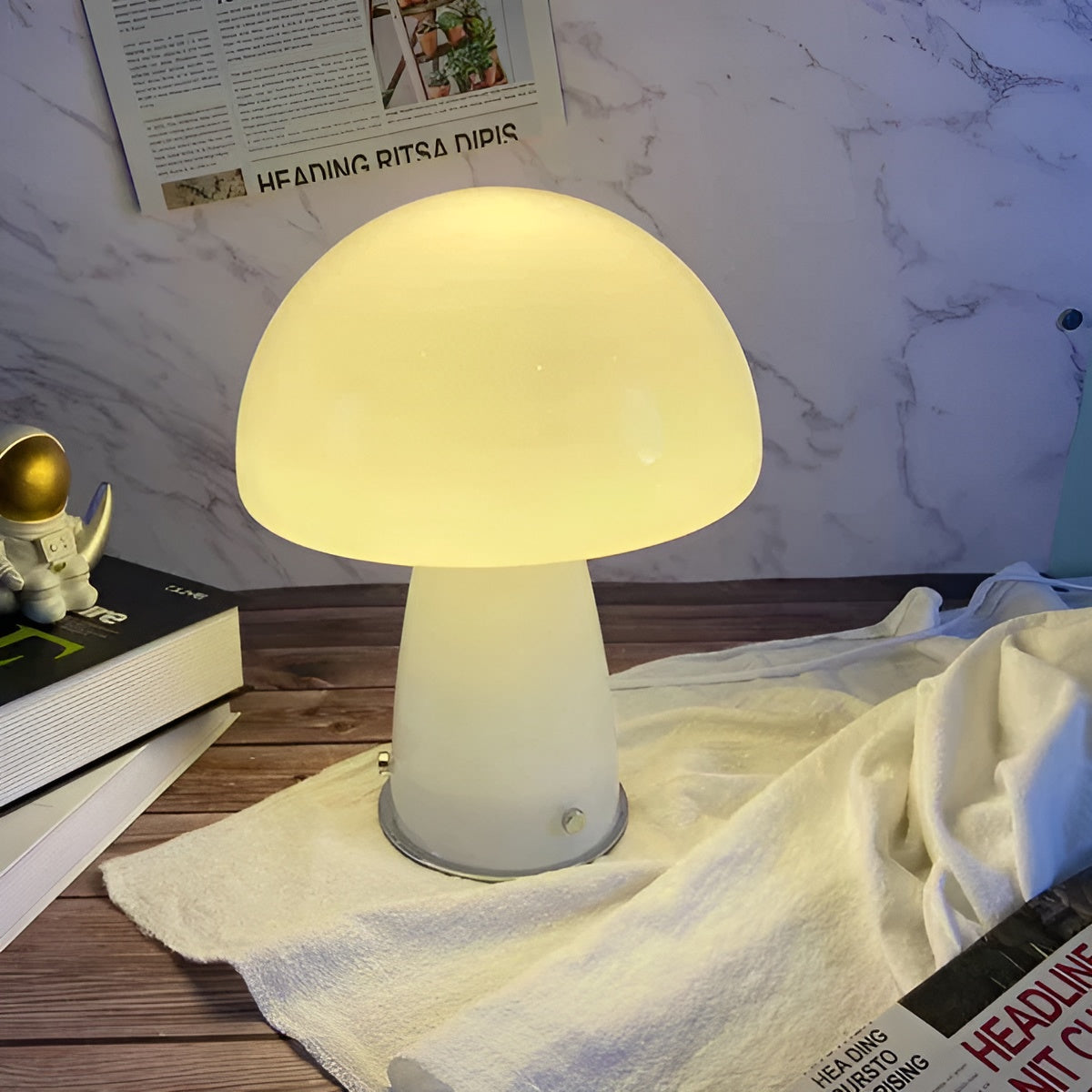 GlowMush – Skandinavisk bordslampa med konstnärlig värme | Veska Vit