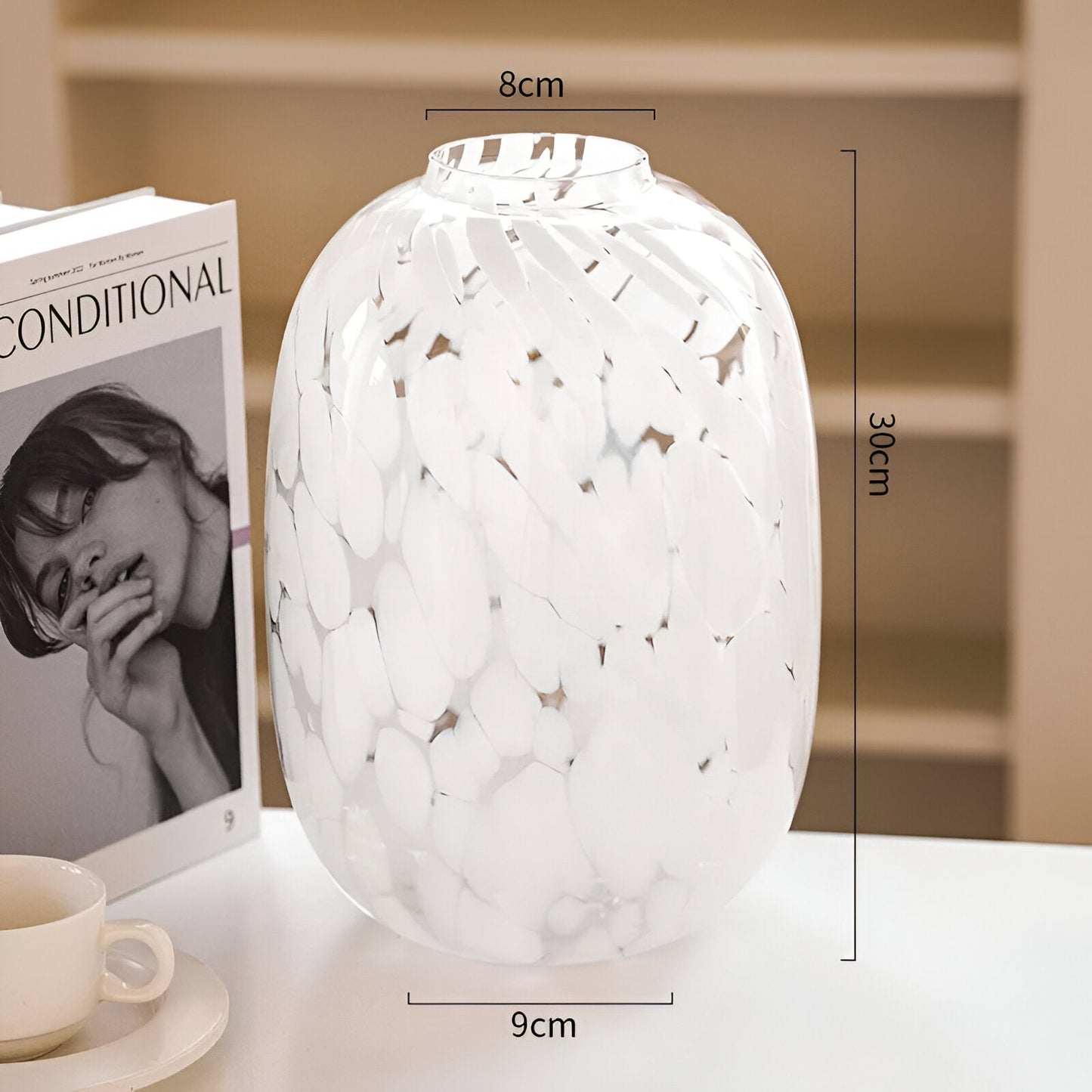 Hög Sense Marmor Effekt Glas Vasen | Veska Stor