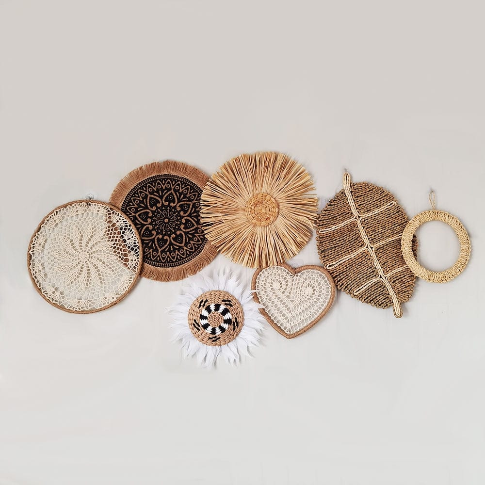Höst Rattan Väggkonst Set | Veska 8PCS SET B