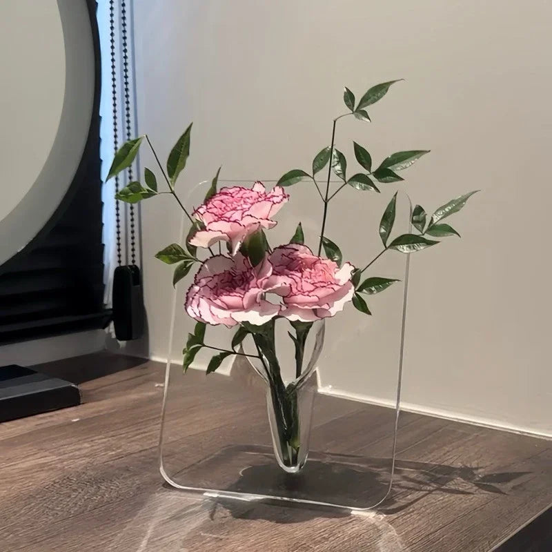 Konstnärlig Fjäril Klar Blomvas | Veska Kvadratisk transparent
