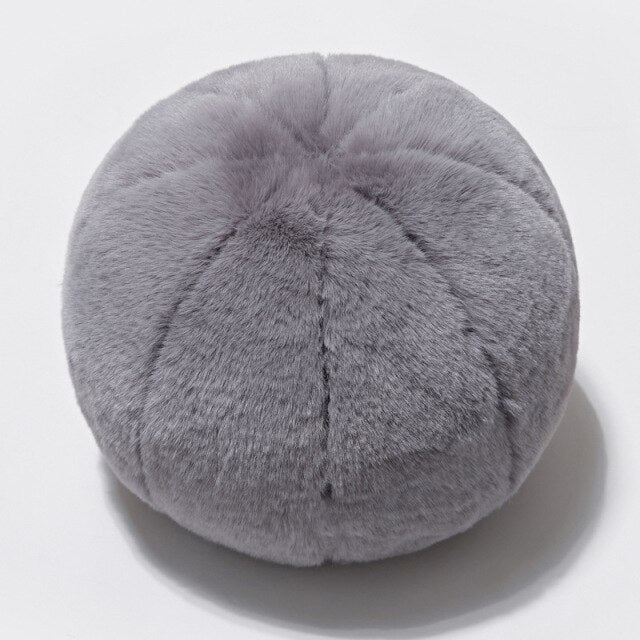 Kort Päls Boll Kudde | Veska Grå ungefär 30cm diameter