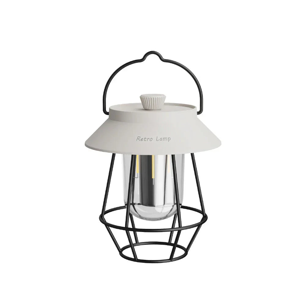 LED Campinglampa i Retrodesign – Bärbar Lampa för Inomhus och Utomhus | Veska Vit