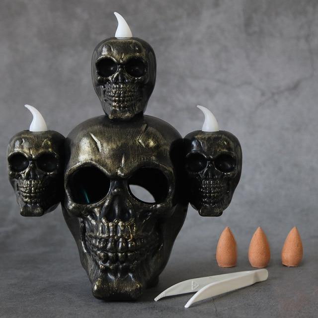 Ledljus Skrämmande Halloween Skalle Huvudlampa | Veska Mörkguld