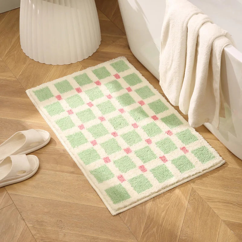 Long Tufting Grids Badmatta | Veska Grön