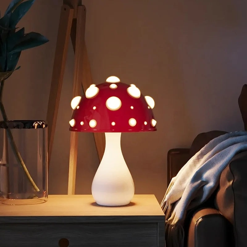 LumiFungi – Lyxig LED Bordslampa med Stämningsfulla Svampdesign och Dimbar Ljus | Veska
