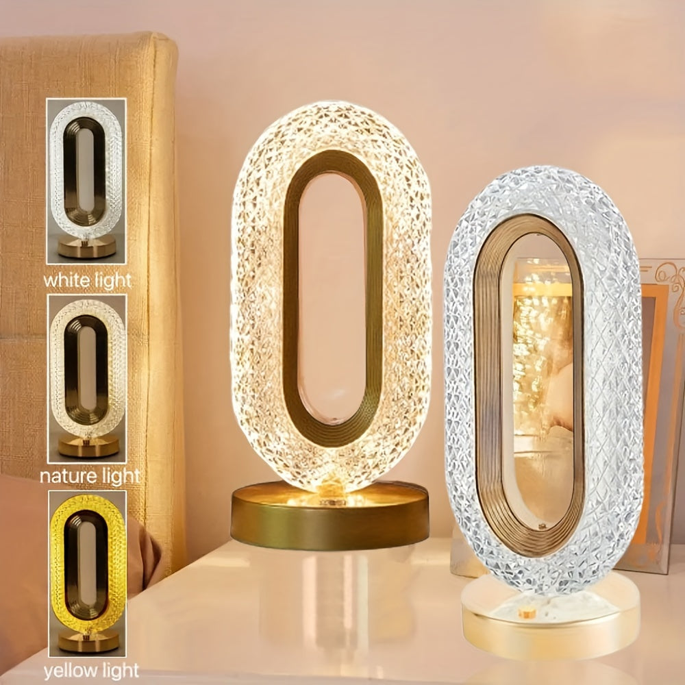 LuxeGlow – Elegant Oval Crystal Table Lamp Veska