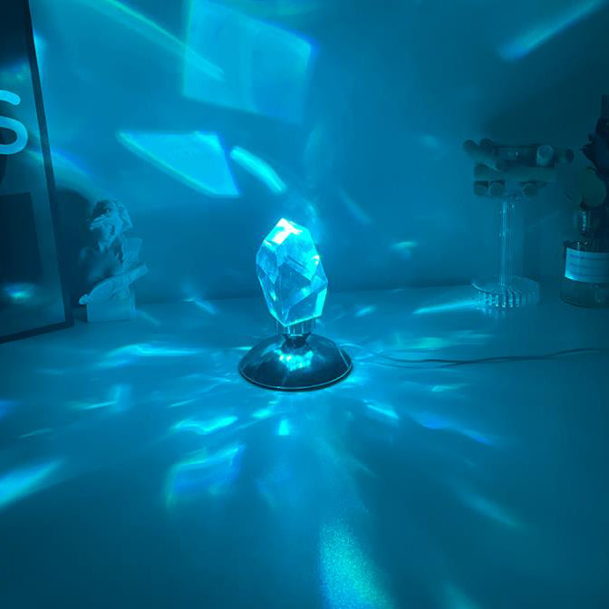 LuxorLite Diamant Crystal LED Bordslampa | Lyxig Stämningsbelysning | 3 eller 16 Färgbyte | Trådlös Nattlampa | Veska