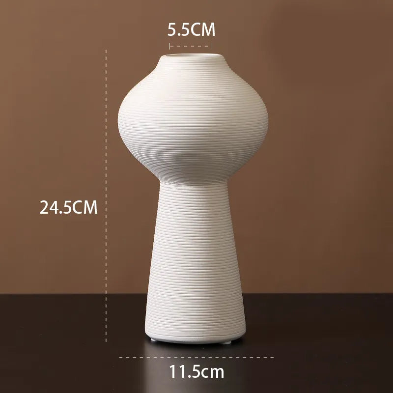 Minimalistisk keramikvas Handgjord matt dekorativ vas för modern hemdesign | Veska Vit 8