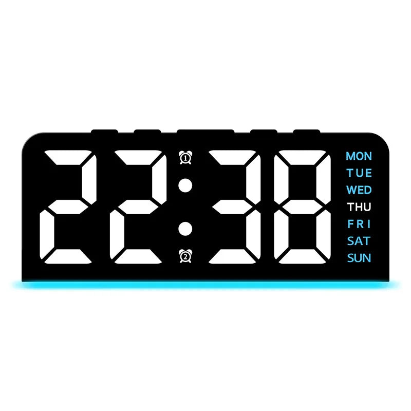 Modern LED hela veckan display nattlampa väckarklocka | Veska Vit skal-blå