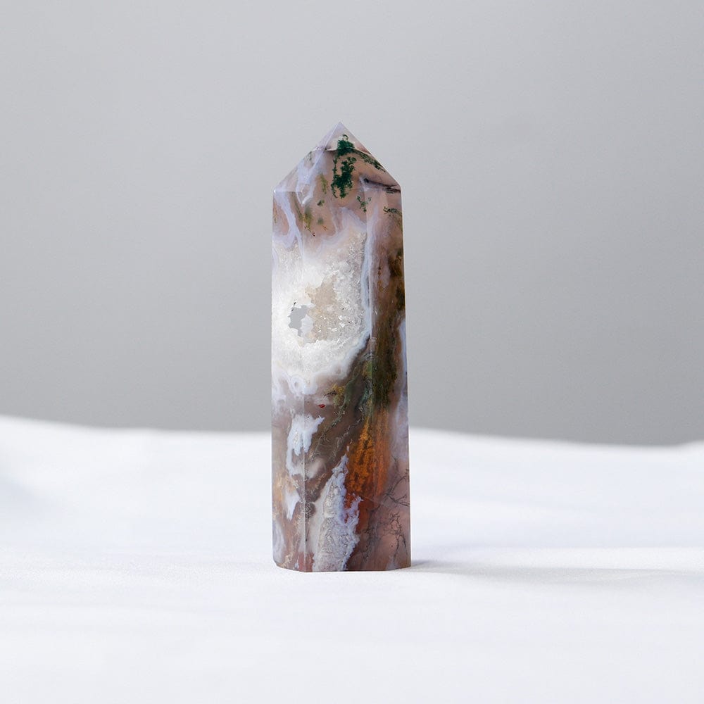 Moss Agate Point Tower Crystal | Veska
