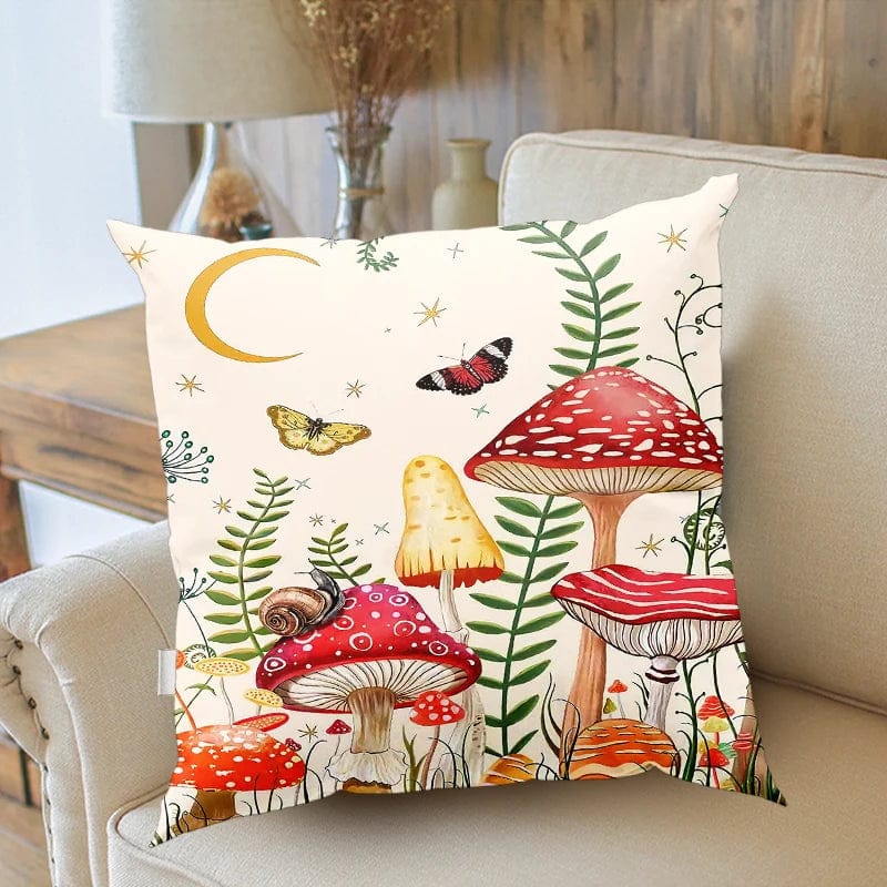 Mystic Mushrooms Kuddöverdrag | Veska Beige