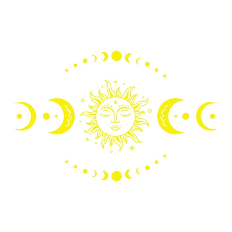 Mystiska Sol- och Månstickers | Veska Gul