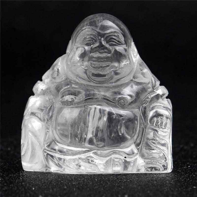 Naturlig Sten Snidad Buddha Figurine | Veska Klar kristall