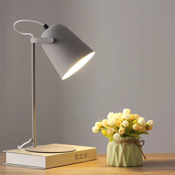 Nordic Macaron Färg Kreativ Järnkärl Design Lampa Bordslampa | Veska Grå