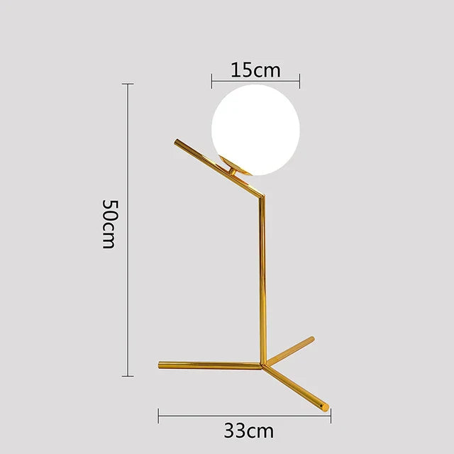 Nordisk LED bordslampa med glasboll – Minimalistisk design för vardagsrum och sovrum | Veska I-Diameter 15 Boll