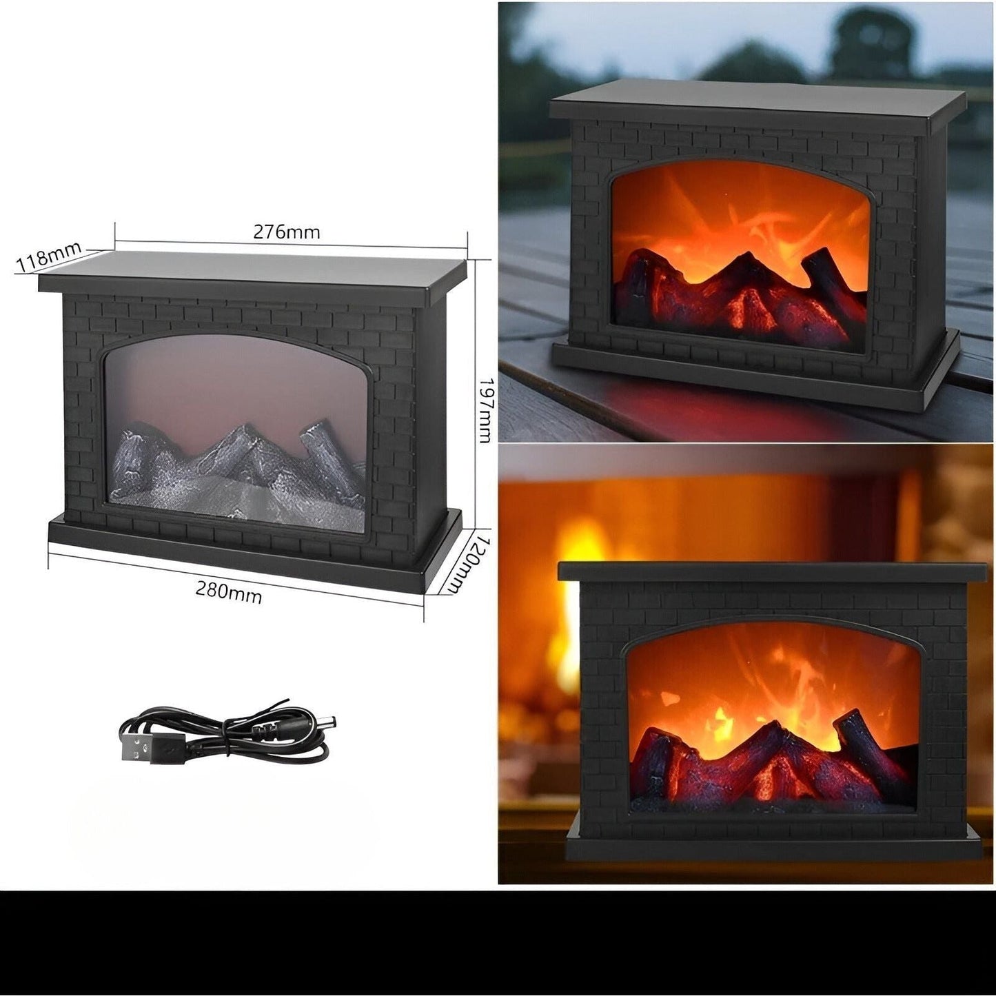 RadiantFlame LED-lampa – Realistisk flammande bordsampel för mysig atmosfärbelysning | Veska Fyrkant