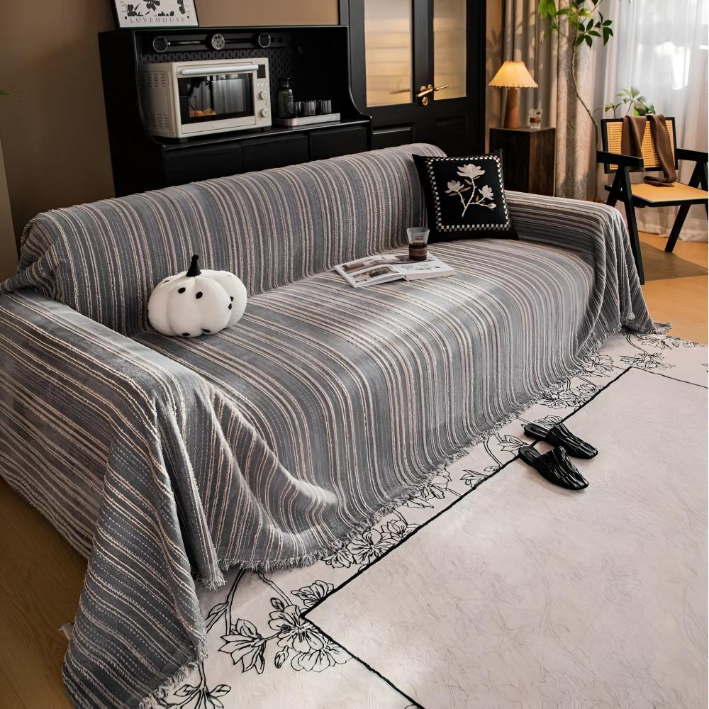 Regal Stripes Chenille Sofföverdrag | Veska Ash Pinstripe