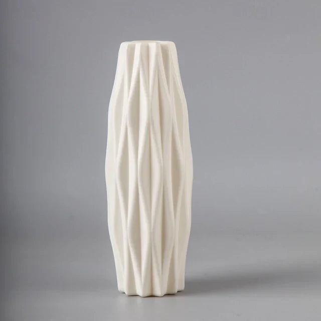 Royelux Diamond PlastVeskaommvaser - Modern Imitation Keramik Kruka | Veska Vit