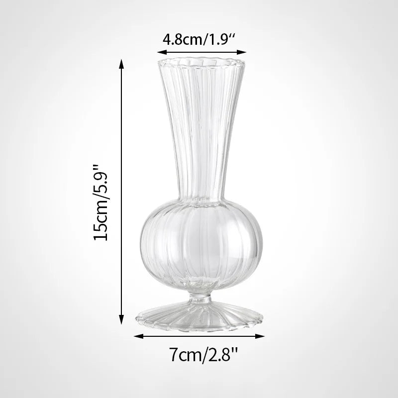 Royelux Glas Hydroponisk Vask - Elegant randig vask för Veskaomsterarrangemang | Veska D