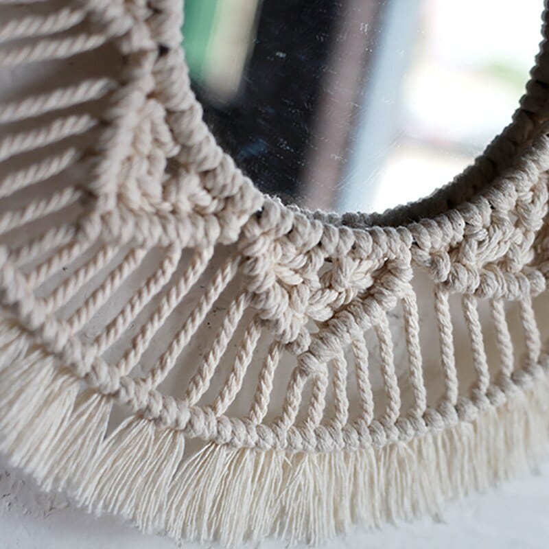 Rund Macrame Vävd Spegel | Veska