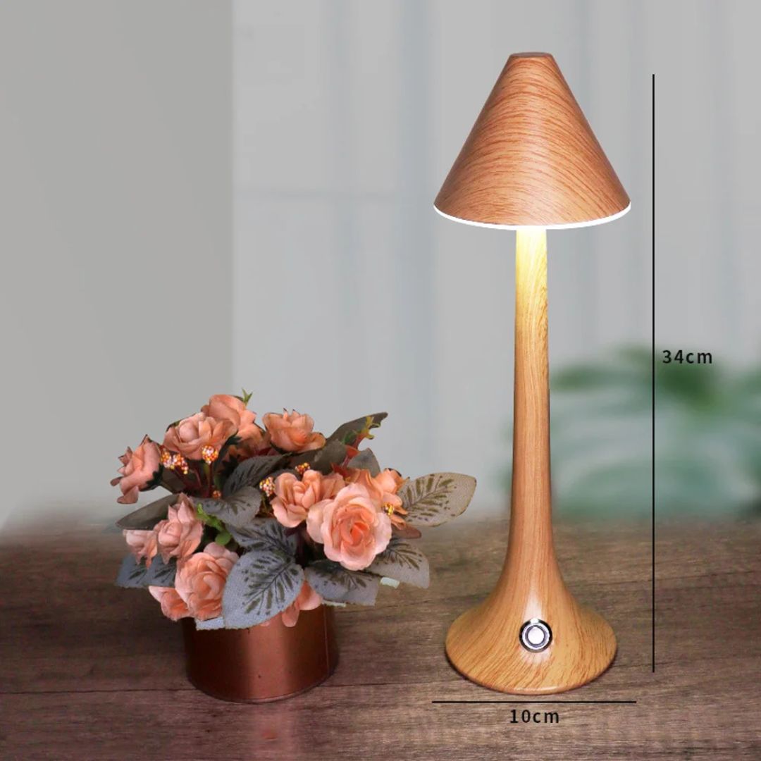 Sharina Svamp Lampa - Kreativ Bordslampa för Atmosfär Veska 2 Ljus trä