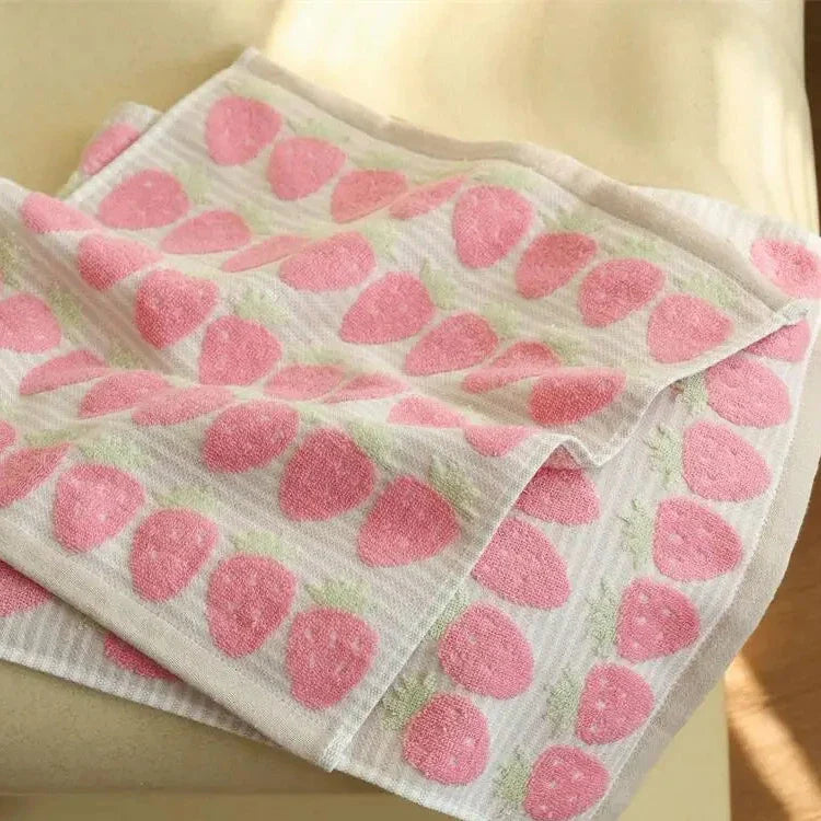 Strawberry Series Bomullshanddukskollektion | Veska rosa fåll