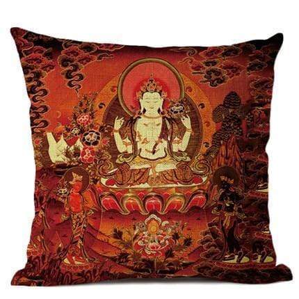 Thangka Tibetansk Buddhistisk Målning Kuddeöverdrag | Veska 45x45cm 17.7''x17.7'' 2