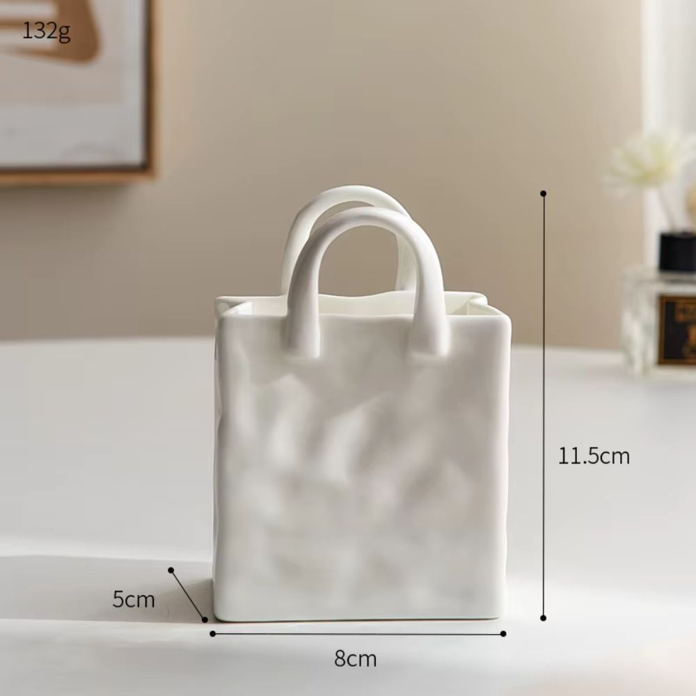Tote-stil keramik vas | Veska Kort (12,5 cm × 7,5 cm × 4 cm)