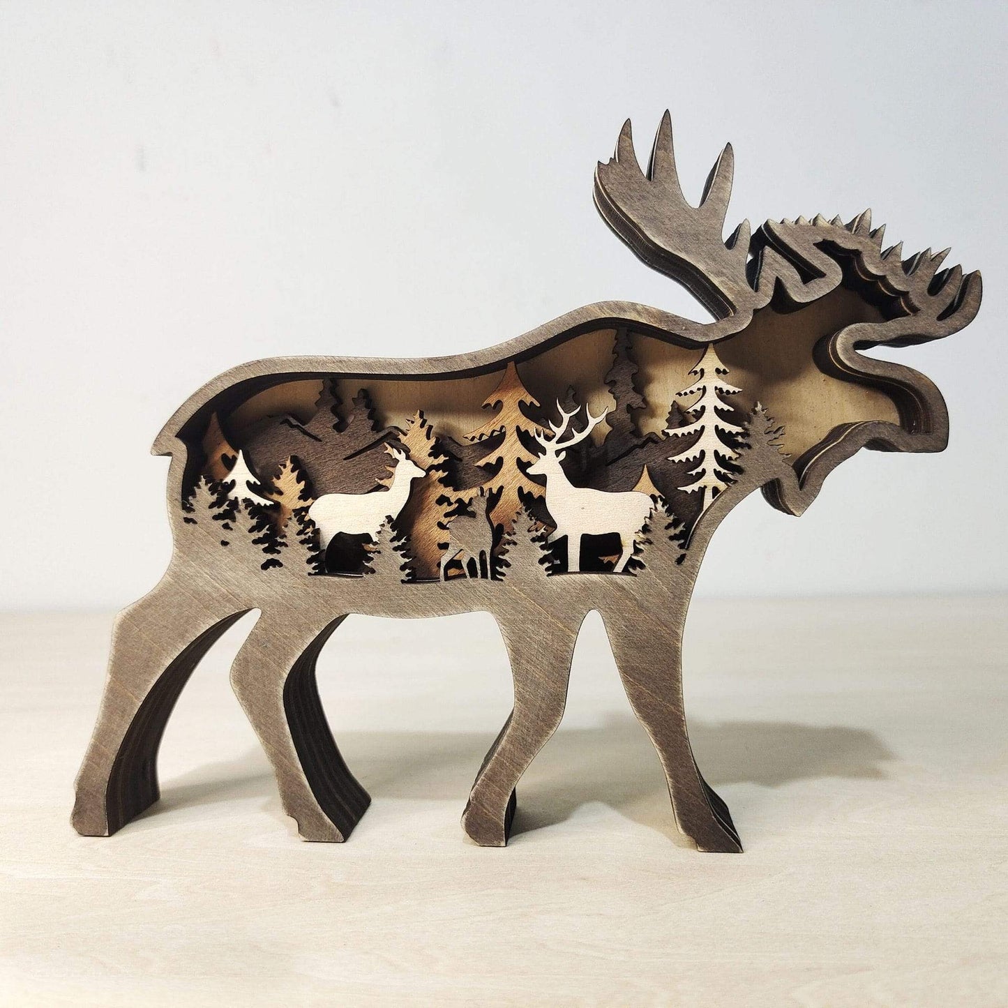 Trä Vilda Djur Dekor Figuriner | Veska Deer
