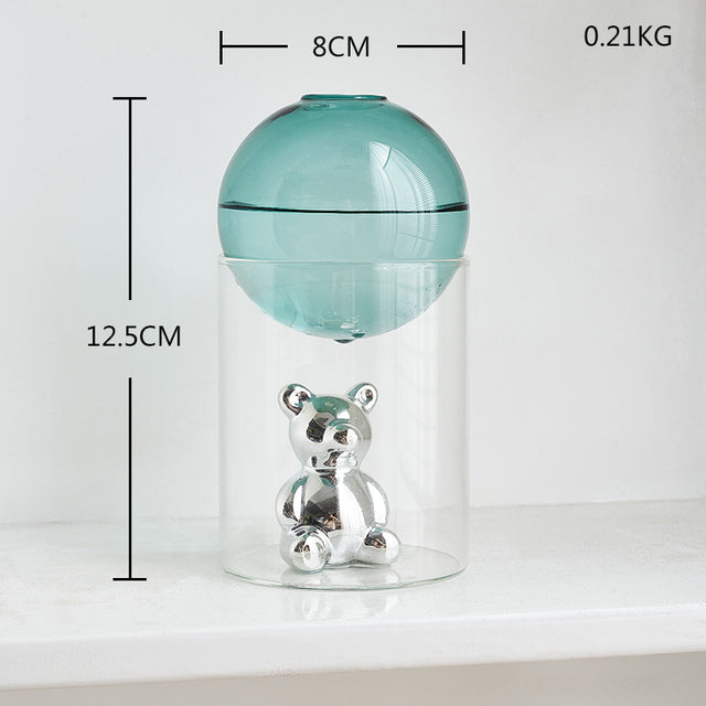 Transparent dubbelglas terrarium konstvas | Veska Grön Vaso